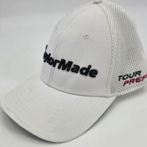TAYLORMADE GOLF HAT SLDR TOUR PREFERRED FITTED LARGE XL V-FLEX WHITE MESH CAP